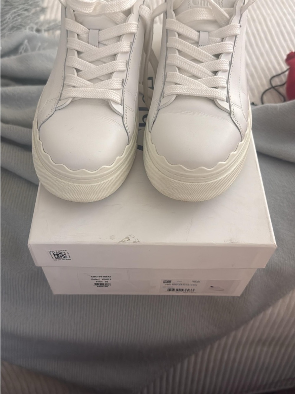 Chloe White Leather Platform Sneakers